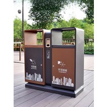 폐건전지수거함 분리수거함 야외 쓰레기통 스테인레스 스틸 대형, 라이트커피 2색+201스테인리스