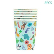생일 축하 정글 동물 케이크 토퍼 파티 장식 어린이 컵케익 첫 번째 용품 1 개, [24] 8pcs Cup