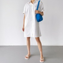 코튼 포켓 셔츠 미니 원피스