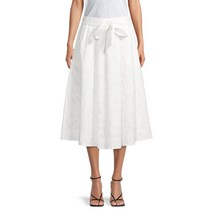 ELIE TAHARI 엘리 타하리 Cotton Eyelet Pull-On 미디 Skirt - WHITE107522