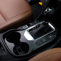 현대 싼타페더프라임 데칼 스티커 기어 컵홀더 핸들, 02. 핸들패널, 01. 블랙카본 (무광)