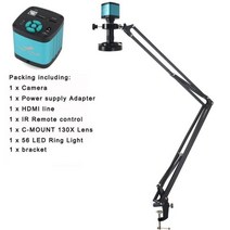 콘서트망원경 고배율 단망경 쌍안경 48MP 4K 1080P HDMI USB 산업용 비디오 현미경 카메라 130X 줌 C 마운트 렌즈 원격 제어 전화 PCB 수리 납땜, A set