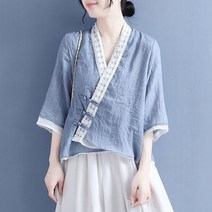 여성 여름 계량한복 퓨전 상으 절복 법복, L