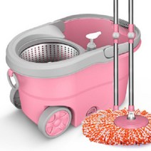 부자오빠 파스텔 통돌이 회전밀대 핑크 봉 + 물통 + 판 + 걸레 2p, 1세트