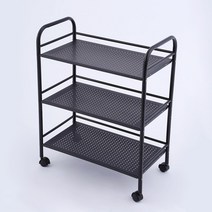 3단 4단 다용도 선반 주방 소품 스텐레스 정리 조립 책꽂이 간이 압축선반, L 블랙 3층 50x32x75cm