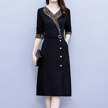 비앤에이치스타일 호피 카라 넥 정장 원피스 37