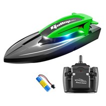 제트보트충전식 고속 RC 보트 방수 무선 제어 보트 풀 호수용 듀얼 모터 4CH 2.4GHz 최대 속도 20 kmh, 07 1 Battery Green