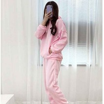 스토리원 여성 2pcs 오버핏 후드티 트레이닝 조거팬츠 세트 RKWM-SET31