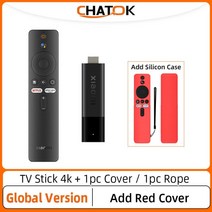 글로벌 버전 샤오미 미 TV 넷플릭스 구글 블루투스 스마트 안드로이드 2GB 8GB ROM, 없음, 12.EU Plug - Add Red Cover, 없음