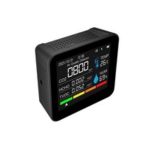 이산화탄소경보기9in 1 대기질 모니터 CO2 미터 앱 BT 이산화탄소 검출기 TVOC HCHO PM2.5 PM1.0 온도 습, 01 Black