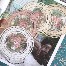 로즈자수 티코스터 레이스 컵받침(4colors), 인디핑크