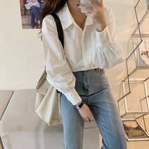 여성 봄 프렌치 벌룬 긴팔 셔츠 데일리 회사 출근 사무실 블라우스