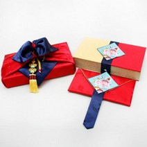 [바보사랑] 목단자수 예단함세트, 예단보색상/상자+보자기색상:빨강/남색빨강세트
