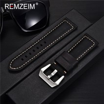 가죽 시계줄 교체 스트랩 REMZEIM-크레이지 호스 스킨 소가죽 시계 밴드 20mm 22mm 24mm 26mm 그린 브라운 블랙 여성 남성