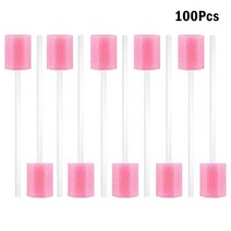 100 개/가방 13.5cm 구강 케어 면봉 일회용 스폰지 헤드 치과 Swabstick 의료 청소 도구, 분홍색