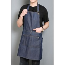 목끈조절 주머니 두껍고 뻣뻣한 청앞치마 남성앞치마 스타일리쉬 오븐앞치마, 상세페이지 참조