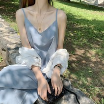 A라인 슬립 끈나시 뷔스티에 롱 원피스