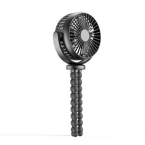 Newly 5200mAh Stroller Fan Hand Held Rechargeable USB Bladeless Small Folding Mini Ventilator Silen, 01 black, 01 black