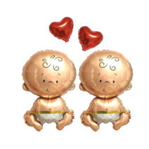 남자 여자 아기풍선 베이비샤워 쌍둥이 임신 출산 백일 첫돌 1살 생일 파티 이벤트 소품 하트풍선 증정, 03. 남자 아기풍선 2p,하트2p