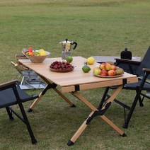 프릭스 감성 캠핑 너도밤나무 원목 우드 롤 테이블 1200 900 B그레이드, 와인B그레이드