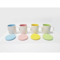 핸드팩토리 주문 제작 포토 이니셜 뚜껑 머그컵, 파스텔핑크 뚜껑, 1개