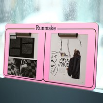 런메이크 스타일리쉬 메모보드 54종-클립 알림판 게시판, 06.A4가로형 2P_핑크