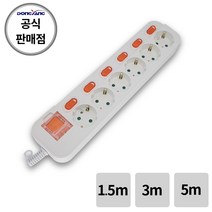 동양전자 국내산 6구 메인개별스위치 멀티탭 콘센트 (과부하차단), 1개, 3m