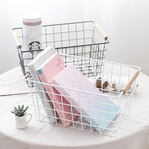 주방 욕실 펜트리 수납 철제 손잡이 바구니 빵바구니, 화이트