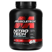 머슬테크 Nitro Tech 유청 단백질 머슬빌더 포뮬라 쿠키 앤 크림 1.81kg(4lbs), 2병, 81kg