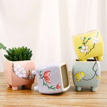 하늘정원 볼사각 꽃화분 4p세트, 4종화분(다육식물4개추가)