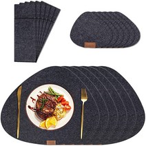 코코유고품격 양모 펠트 데코 6인용 식탁매트 컵받침 식기 가방, 38cm*32cm, 블랙