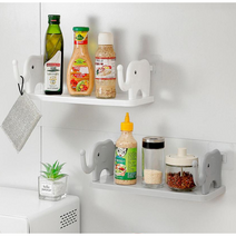 테크마켓 코끼리 무타공 선반 벽선반 간단설치 못없이 욕실 주방 벽걸이 모던, 그레이+화이트, 1세트
