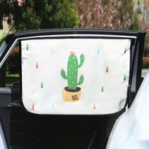 리빙듀오 썬가드 차량용 옆유리 햇빛가리개, 선인장, 1개