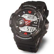 K2 tornado 아나디지 학생 방수 전자 스포츠 아웃도어 군인시계 블랙