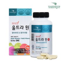 울트라원 멀티 비타민 앤 미네랄 종합 영양제 100일분 하루1알이면OK 온가족 청소년 어르신 어린이 여성 남성 패밀리 고함량 활성 활력비타민 항산화 면역력 자연에서불러온 영양제, 100정, 1200mg