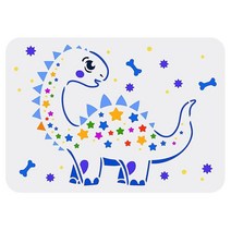 FINGERINSPIRE 공룡 스텐실 템플릿 29.7 x 21.1cm(11.7 8.3인치) 창의적인 벽 플라스틱 스테고사우루스 별 패턴 재사용 가능한 공예 및 장식 나무 바닥 홈, Dinosaurs