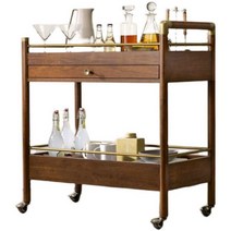 식당카트 트롤리 카트 원목 업소용 고급 2단 서빙, 상세 페이지 참고, 대형 무소음 휠 브라운 공식 표준