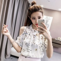 JUSTFEELING 오프숄더 여성블라우스 셔츠 어깨트임 루즈핏 쉬폰셔츠 3xl까지 패션 데일리룩 남방