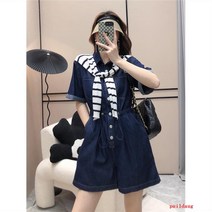 puildaug 특별 패션 드레스 데님 점프 수트 여름 허리 슬리밍 점프 수트 와이드 레그 반바지