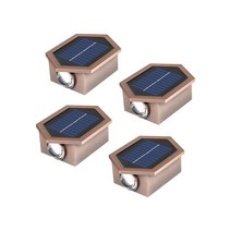 HK.sell W10 태양광 LED 육각 벽부착 조명 4p, 황색+백색