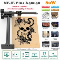 cnc조각기 NEJE3 플러스 A40640 목재 레이저 커터 80W 금속 스테인레스 스틸 조각 도구 블루투스 앱 제어 라이트번