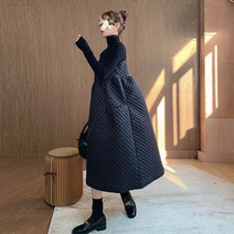 누빔원피스 여성 퀼팅 치마 겨울 치마 겨울 원피스 귀여운 퍼프 패딩