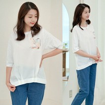 T56362 예뻐!액자꽃 벌룬 면배색롱티/엄마옷