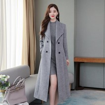 트렌치코트 겨울 가을 모직 여성 무릎넘어 두꺼운 빅사이즈 카라넥 오버 롱 슬림 허리보정