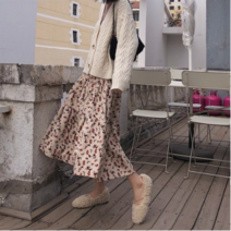 Sheffley여성 치마 2컬러 골덴 복고풍 꽃무늬 가을겨울 스커트