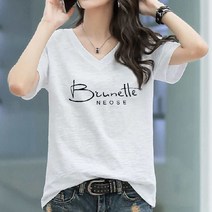 DFMEI 화이트 셔츠 여자 반팔 브이넥 루즈핏 셔츠