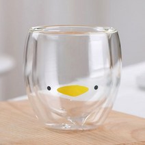 썸띵 뒤집어진 페이스 이중 내열 유리 컵 머그컵 꽃차 티 홍차 과일차 커피 250ml, 1개, 오리  250ml