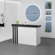 안내데스크 인포메이션 모던 화이트 우드 카운터 테이블 미용실 식당 카페 매장 계산대 데스크 다양한 사이즈 가능, 블랙+화이트 스톤/소대면