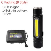 헤드랜턴 XML-T6 캠핑 램프 토치 LED 램프 줌 손전등 경찰 야외 낚시 라이트 +, C Packing -B Style, CHINA