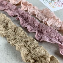 자체 / 3컬러 면 프릴 주름레이스 원단 꽃 면레이스 DIY 동대문부자재, 인디핑크